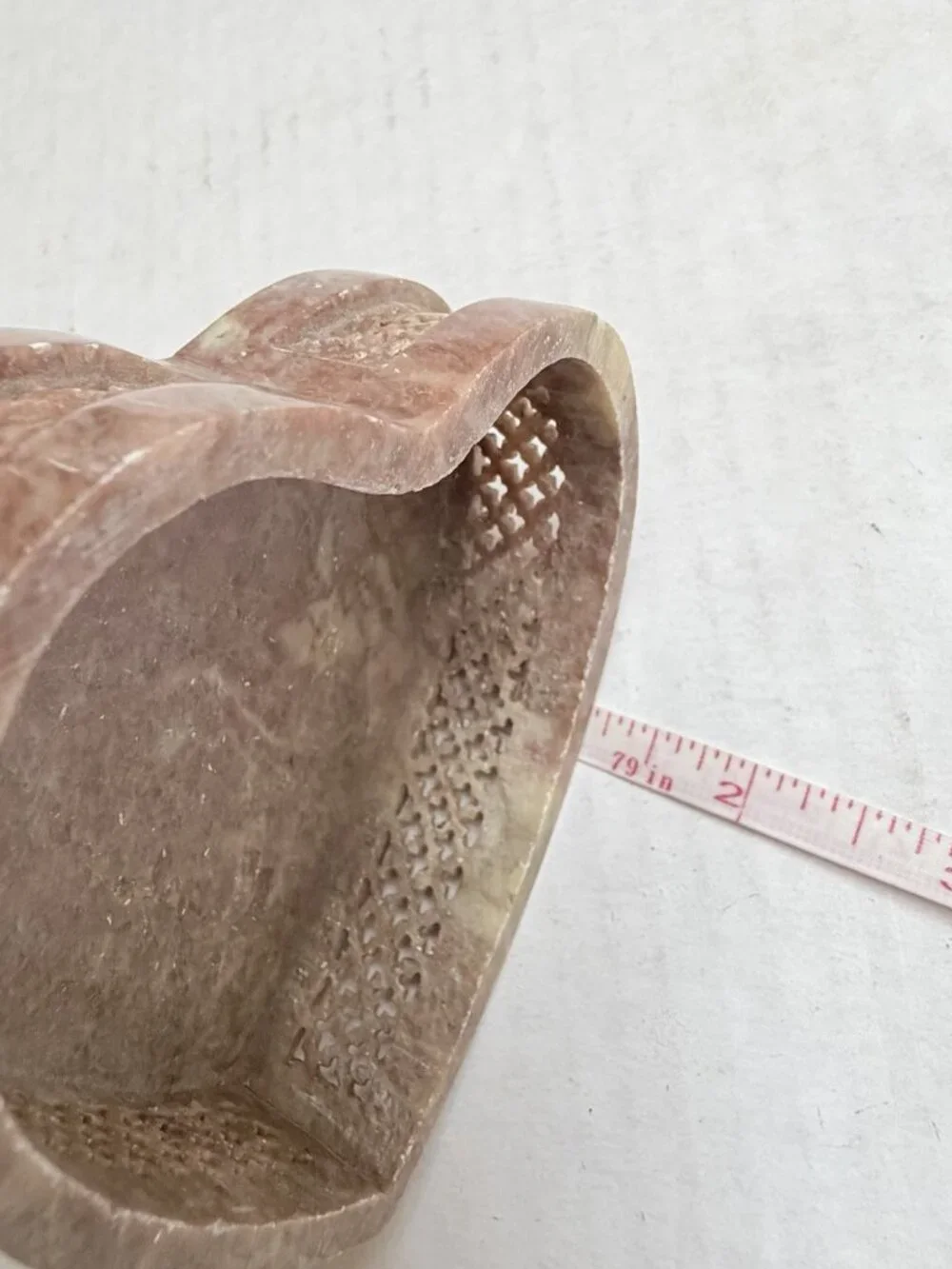 Small Heart Shaped Brown Tan Stone Trinket Dish Jewelry Make Up Tray FLAWED